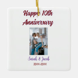 Happy 10th anniversary photoのカップル結婚名d セラミックオーナメント