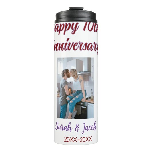 Happy 10th anniversary photoのカップル結婚名d タンブラー (正面)
