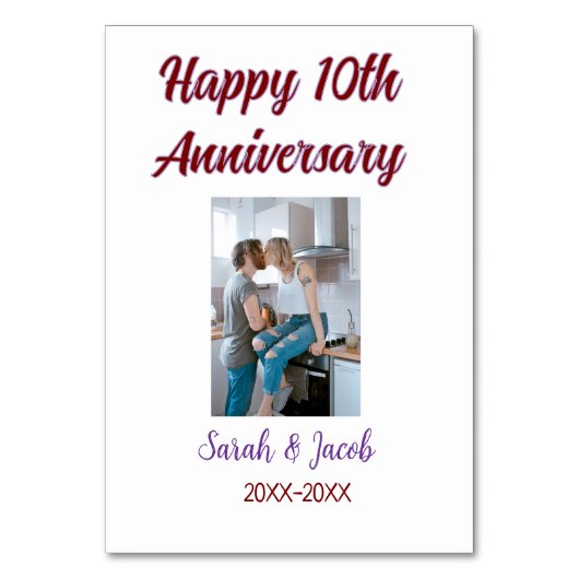 Happy 10th anniversary photoのカップル結婚名d テーブルナンバー (正面)