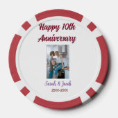 Happy 10th anniversary photoのカップル結婚名d ポーカーチップ (裏面)