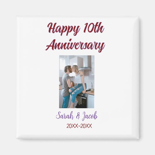 Happy 10th anniversary photoのカップル結婚名d マグネット (正面)