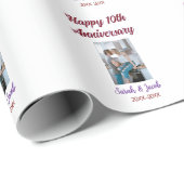 Happy 10th anniversary photoのカップル結婚名d ラッピングペーパー (ロールコーナー)