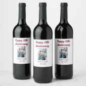 Happy 10th anniversary photoのカップル結婚名d ワインラベル (ボトル)
