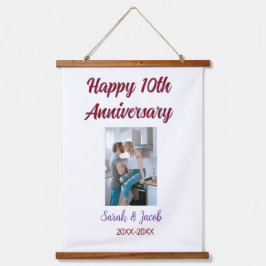 Happy 10th anniversary photoのカップル結婚名d 吊り下げ型タペストリー