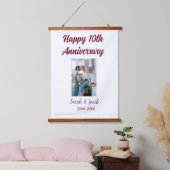 Happy 10th anniversary photoのカップル結婚名d 吊り下げ型タペストリー (寝室)