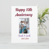 Happy 10th anniversary photoのカップル結婚名d 招待状 (スタンド正面)