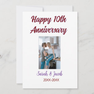 Happy 10th anniversary photoのカップル結婚名d 招待状