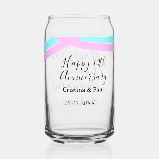 Happy 10th anniversary simple minimal wedding name ガラス缶 (裏面)