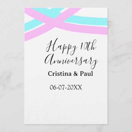 Happy 10th anniversary simple minimal wedding name 招待状 (正面)