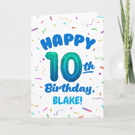 Happy 10th Birthday Card with Custom Name カード (正面)
