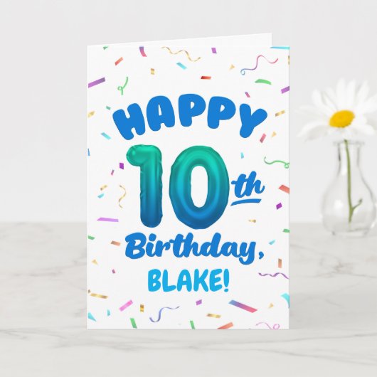 Happy 10th Birthday Card with Custom Name カード (小さな植物)
