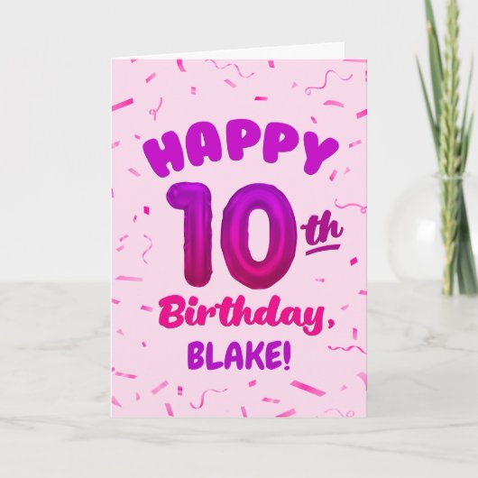 Happy 10th Birthday Card with Custom Name カード (正面)