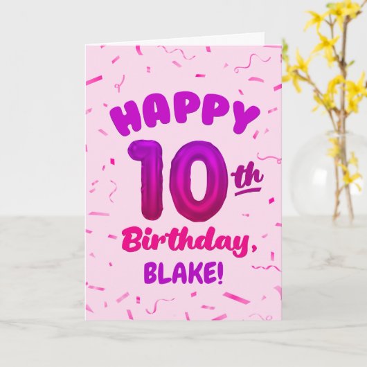 Happy 10th Birthday Card with Custom Name カード (黄色い花)