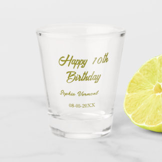 Happy 10th birthday name date golden simple minima ショットグラス