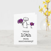 Happy 10th Work Anniversary Card, Co-workerボス カード (黄色い花)