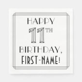 HAPPY 11th誕生日;アールデコスタイル;名前をカスタムする スタンダードランチョンナプキン (正面)