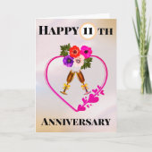 Happy 11th Anniversaryヴィンテージフローラカード カード (正面)