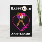Happy 11th Anniversaryヴィンテージフローラカード カード (正面)