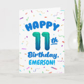 Happy 11th Birthday Card with Custom Name カード (正面)