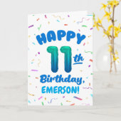 Happy 11th Birthday Card with Custom Name カード (黄色い花)