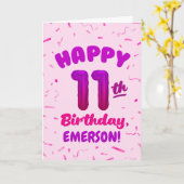Happy 11th Birthday Card with Custom Name カード (黄色い花)