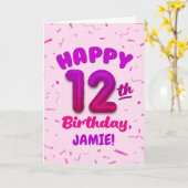 Happy 12th Birthday Card with Custom Name カード (黄色い花)