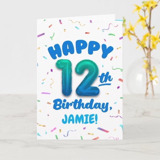 Happy 12th Birthday Card with Custom Name カード (黄色い花)