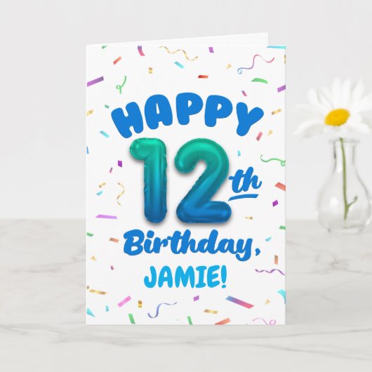 Happy 12th Birthday Card with Custom Name カード (小さな植物)