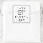 HAPPY 13th誕生日,アールデコスタイル,名前をカスタムする スクエアシール (バッグ)