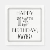 HAPPY 13TH BIRTHDAY; Art Deco Style; Custom Name スタンダードランチョンナプキン (正面)