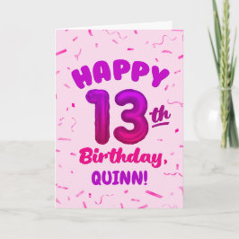 Happy 13th Birthday Card with Custom Name カード