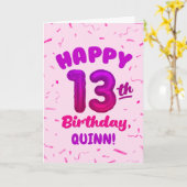 Happy 13th Birthday Card with Custom Name カード (黄色い花)