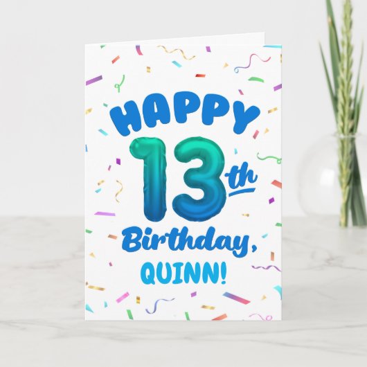 Happy 13th Birthday Card with Custom Name カード (正面)