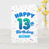 Happy 13th Birthday Card with Custom Name カード (黄色い花)