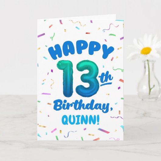 Happy 13th Birthday Card with Custom Name カード (小さな植物)