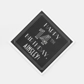 HAPPY 14th誕生日;アールデコスタイル;名前をカスタムする スタンダードランチョンナプキン (角)