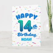 Happy 14th Birthday Card with Custom Name カード (正面)