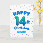 Happy 14th Birthday Card with Custom Name カード (黄色い花)