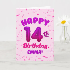 Happy 14th Birthday Card with Custom Name カード
