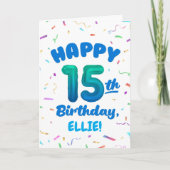 Happy 15th Birthday Card with Custom Name カード (正面)