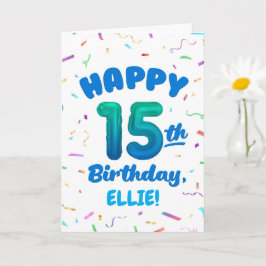 Happy 15th Birthday Card with Custom Name カード
