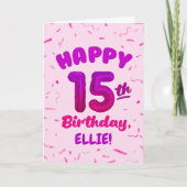 Happy 15th Birthday Card with Custom Name カード (正面)