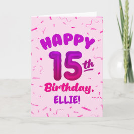 Happy 15th Birthday Card with Custom Name カード