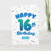 Happy 16th Birthday Card with Custom Name カード (正面)