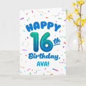 Happy 16th Birthday Card with Custom Name カード (黄色い花)