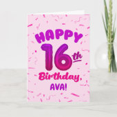 Happy 16th Birthday Card with Custom Name カード (正面)