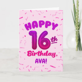 Happy 16th Birthday Card with Custom Name カード