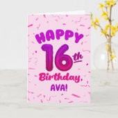 Happy 16th Birthday Card with Custom Name カード (黄色い花)