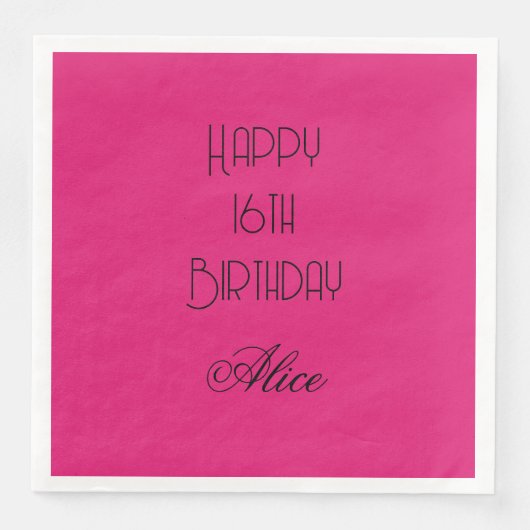 Happy 16th Birthday Pink Black Custom Name 2026 (正面)