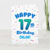 Happy 17th Birthday Card with Custom Name カード (正面)
